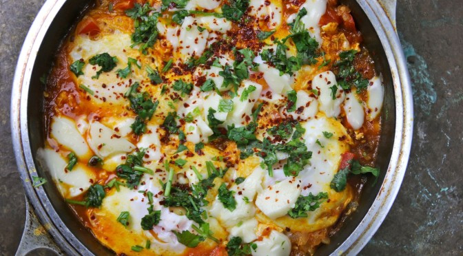 Shakshuka, Eggs, Cheese, Tomatos, Cumin & Coriander