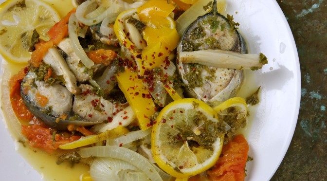 Instagram料理教室 Balik Bugulama 魚と野菜とレモンの蒸し煮
