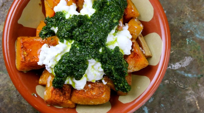 Instagram料理教室 バターナッツカボチャのグリル、ヨーグルトと香菜のソース